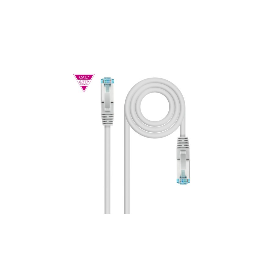 39351-Nanocable Cable de Red Cat.7 600MHZ LSZH SFTP PIMF AWG26, Gris, 30 cm