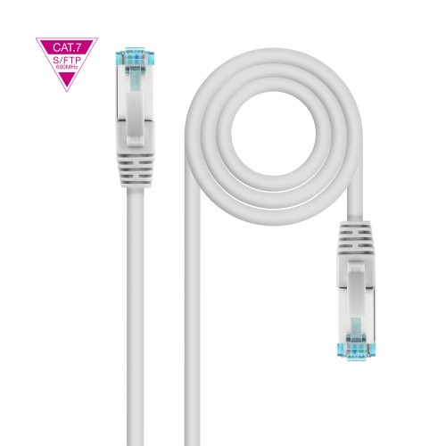 39353-Nanocable Cable de Red Cat.7 600MHZ LSZH SFTP PIMF AWG26, Gris, 1 m