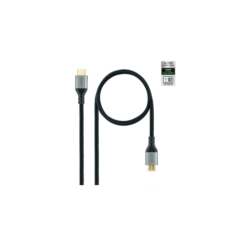39379-Nanocable Cable HDMI 2.1 Certificado ULTRA HIGH SPEED A/M-A/M, Negro, 1 m