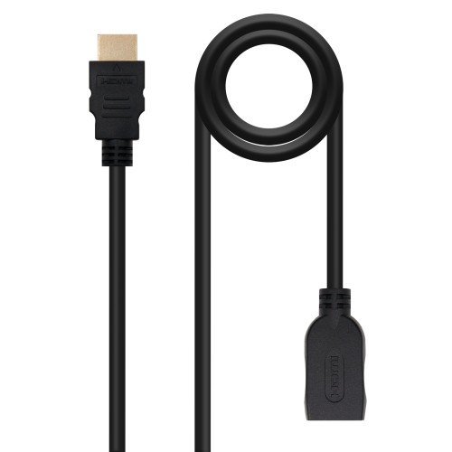 39383-Nanocable Cable HDMI 2.0 Prolongador A/M-A/H, Negro, 1 m