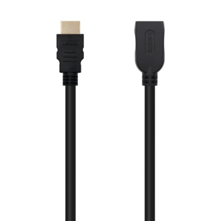 39386-Nanocable Cable HDM 2.0 Prolongador A/M-A/H, Negro, 2 m