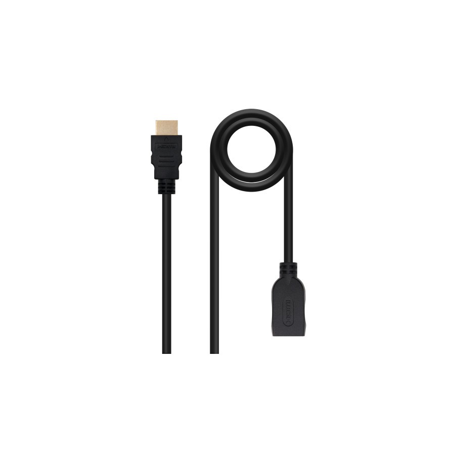 39387-Nanocable Cable HDM 2.0 Prolongador A/M-A/H, Negro, 3 m