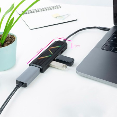 39434-Nanocable 10.16.0401 base para portatil y replicador de puertos Alambrico USB 3.2 Gen 1 (3.1 Gen 1) Type-C Negro