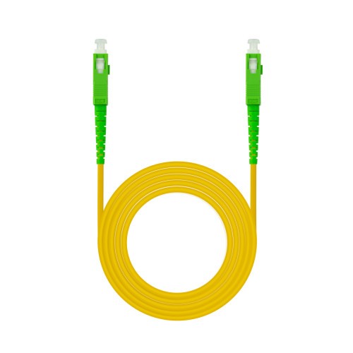39456-Nanocable Cable de Fibra Optica SC/APC a SC/APC Monomodo Simplex LSZH, Amarillo, 2 m
