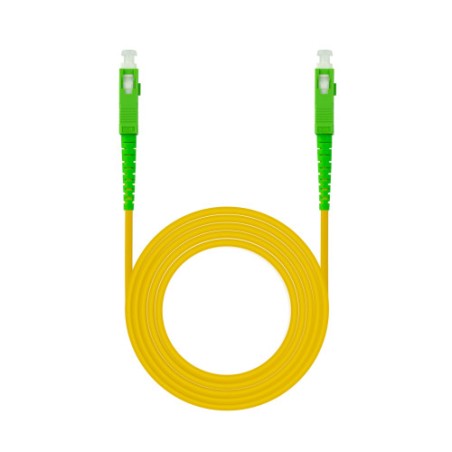 39464-Nanocable Cable de Fibra Optica SC/APC a SC/APC Monomodo Simplex LSZH, Amarillo, 15m