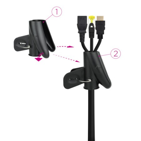 39475-Nanocable Organizador de Cables Flexible 25 mm, Negro, 3 m