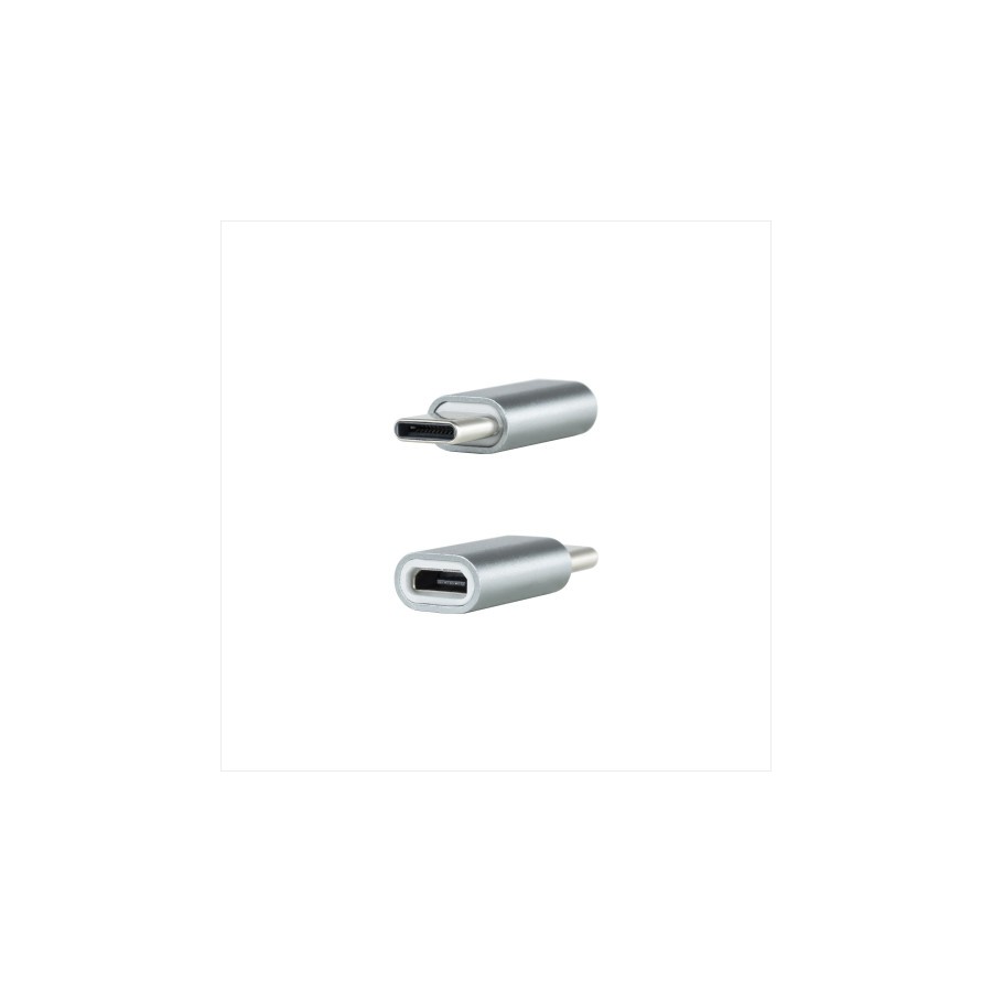 39497-Nanocable Adaptador USB-C a Micro USB, USB-C/M-Micro B/H, Aluminio, Gris