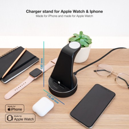 39524-TooQ Base de Carga para Apple Watch y iPhone, Negro