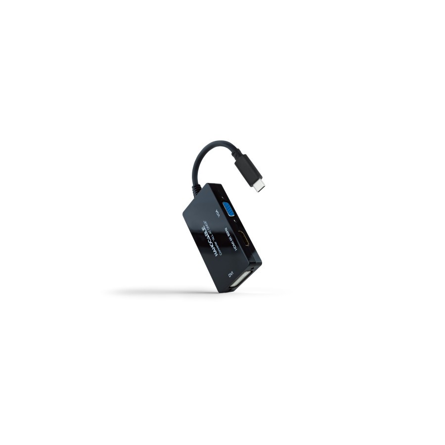 39525-Nanocable 10.16.4301-ALL adaptador de cable de video 0,2 m USB Tipo C DVI-D + VGA (D-Sub) + HDMI Negro