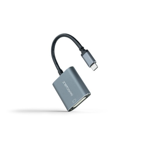 39527-Nanocable Conversor USB-C a DVI-D, 15 cm, Gris