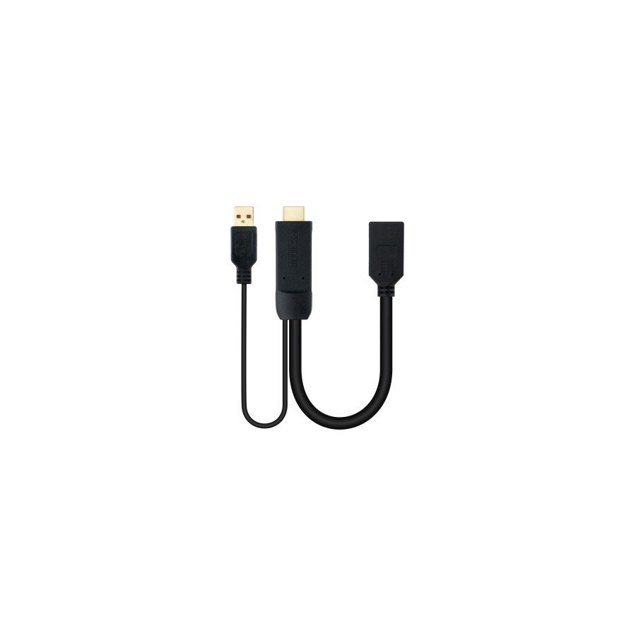 39529-Nanocable Conversor HDMI 2.0 a DisplayPort V1.2 Negro, 20 cm