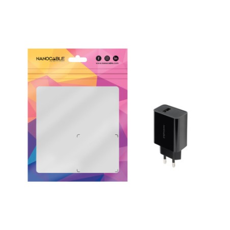 39540-Nanocable Cargador USB, 5V/2.1A, Negro
