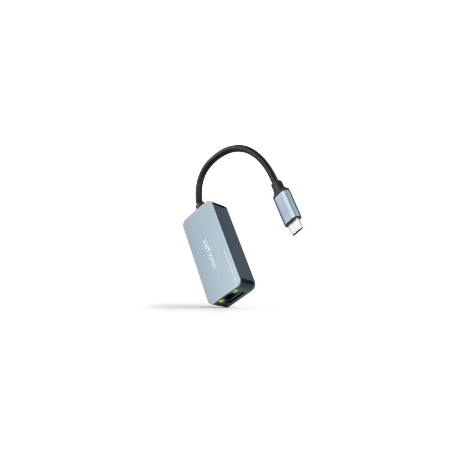 39541-Nanocable Conversor USB-C 3.2 GEN1 a Ethernet 2.5G, Aluminio, Gris, 15 cm