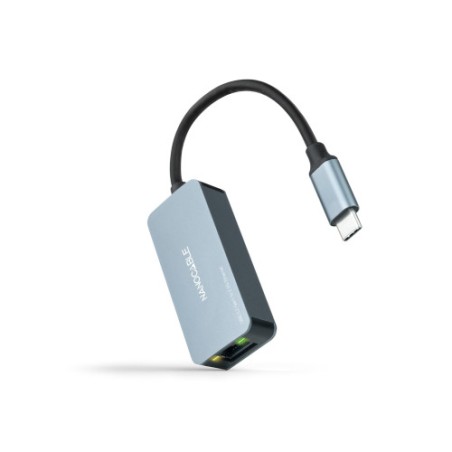 39541-Nanocable Conversor USB-C 3.2 GEN1 a Ethernet 2.5G, Aluminio, Gris, 15 cm