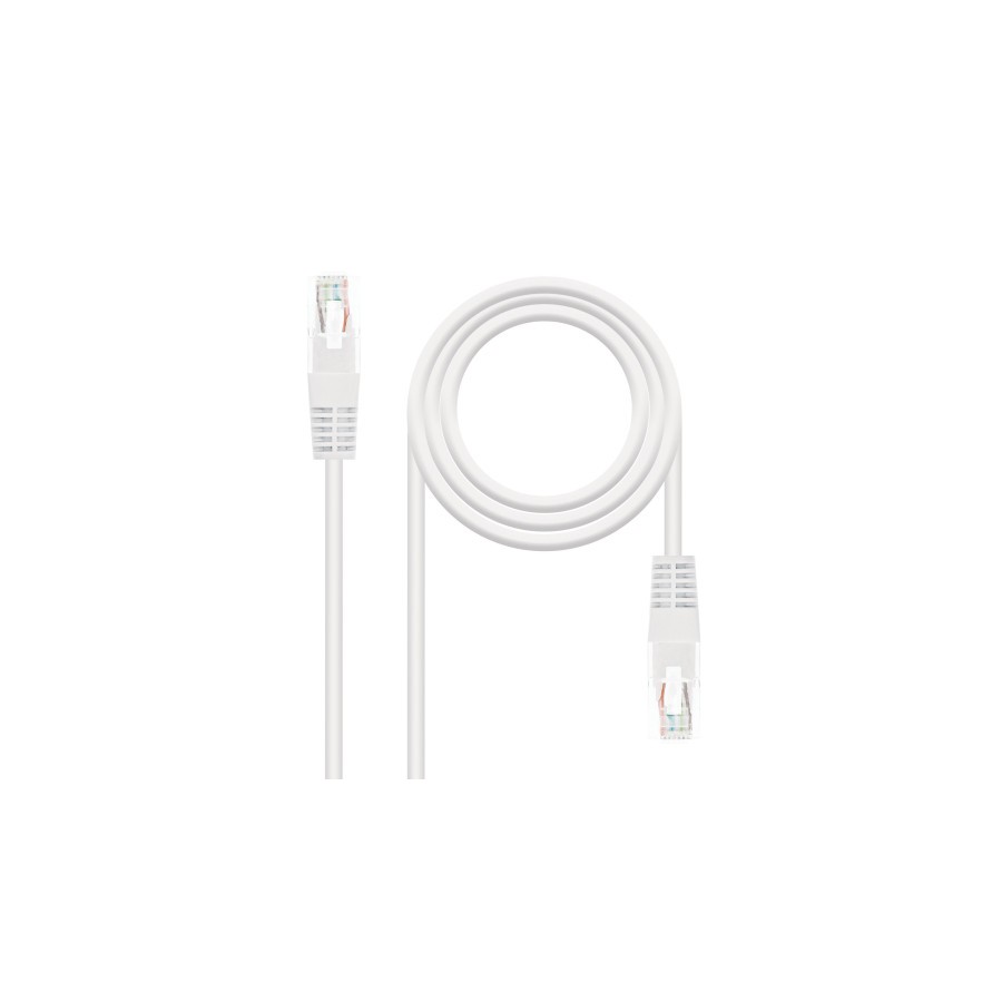 39553-Nanocable Cable Red Latiguillo RJ45 CAT.6 UTP AWG24, Blanco, 30 cm