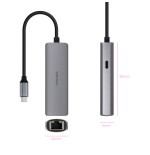 39592-Nanocable Adaptador USB-C 3.1 a RJ45, con PD 100W, USB-C/M, Aluminio, Color Gris, 18 cm