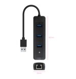 39594-NANOCABLE HUB USB3.0 3xUSB3.0+RJ45 USB-A/M-RJ45/H NEGRO 15CM