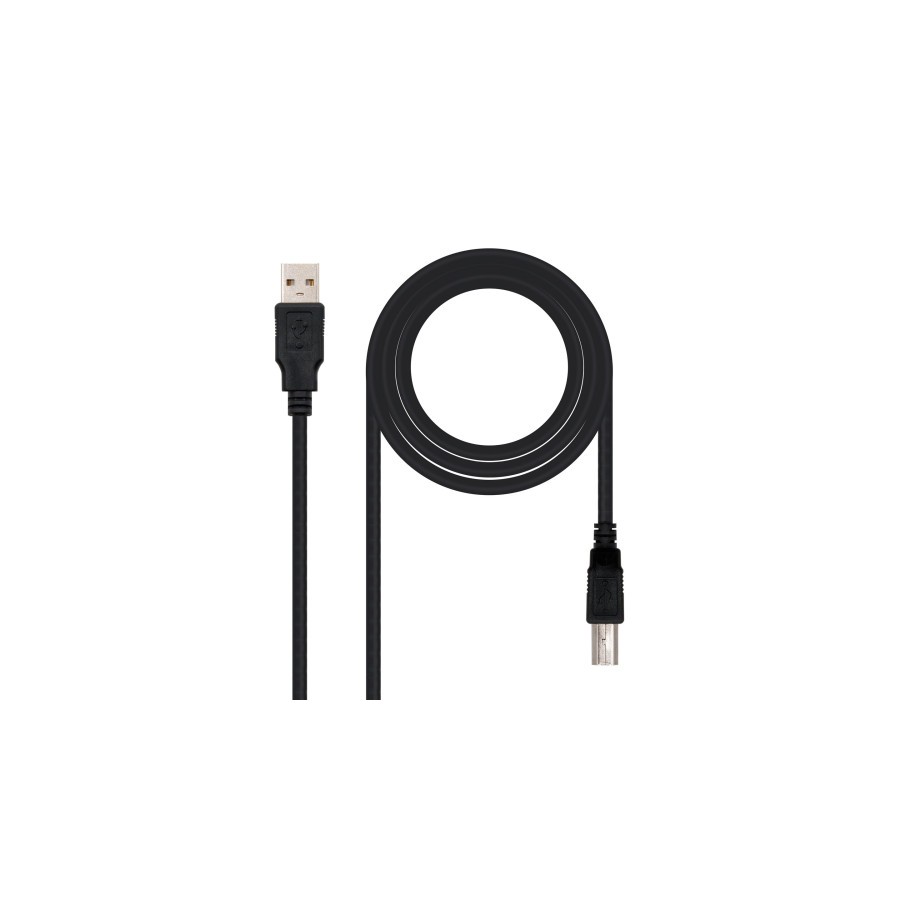 39703-Nanocable CABLE USB 2.0 IMPRESORA, TIPO A/M-B/M, NEGRO, 3.0 M