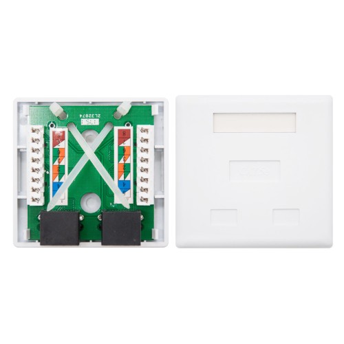 39749-Nanocable ROSETA DE SUPERFICIE PARA RJ45 CAT.5E 2 TOMAS, BLANCO
