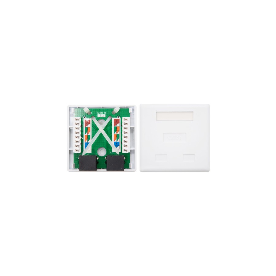 39749-Nanocable ROSETA DE SUPERFICIE PARA RJ45 CAT.5E 2 TOMAS, BLANCO