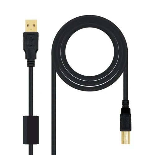 39776-Nanocable CABLE USB 2.0 IMPRESORA HQ CON FERRITA, TIPO A/M-B/M, NEGRO, 5.0 M