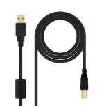 39776-Nanocable CABLE USB 2.0 IMPRESORA HQ CON FERRITA, TIPO A/M-B/M, NEGRO, 5.0 M