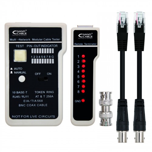 39996-Nanocable TESTEADOR PARA CABLE RJ11/RJ12/RJ45, COAXIAL