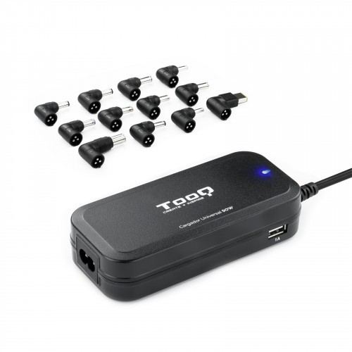 40006-TooQ TQLC-90BS02AT adaptador e inversor de corriente Interior 90 W Negro
