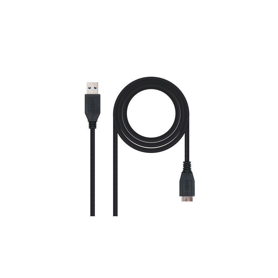 40037-Nanocable CABLE USB 3.0, TIPO A/M-MICRO B/M, NEGRO, 2.0 M