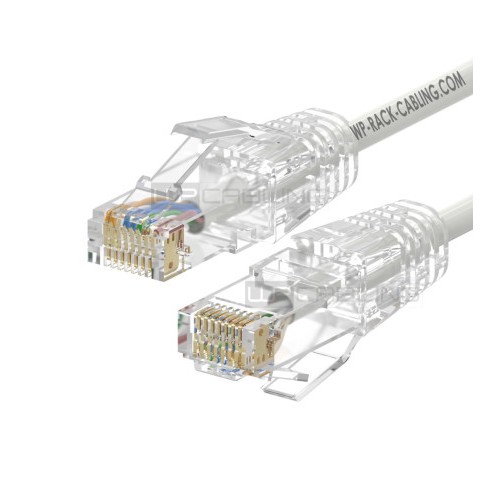 40253-WP CAT 6A U-UTP SLIM PATCH CABLE LENGTH 2 M, AWG 28/7, CU, LS0H, 50U GOLD-PLATED PINS, COLOR WHITE
