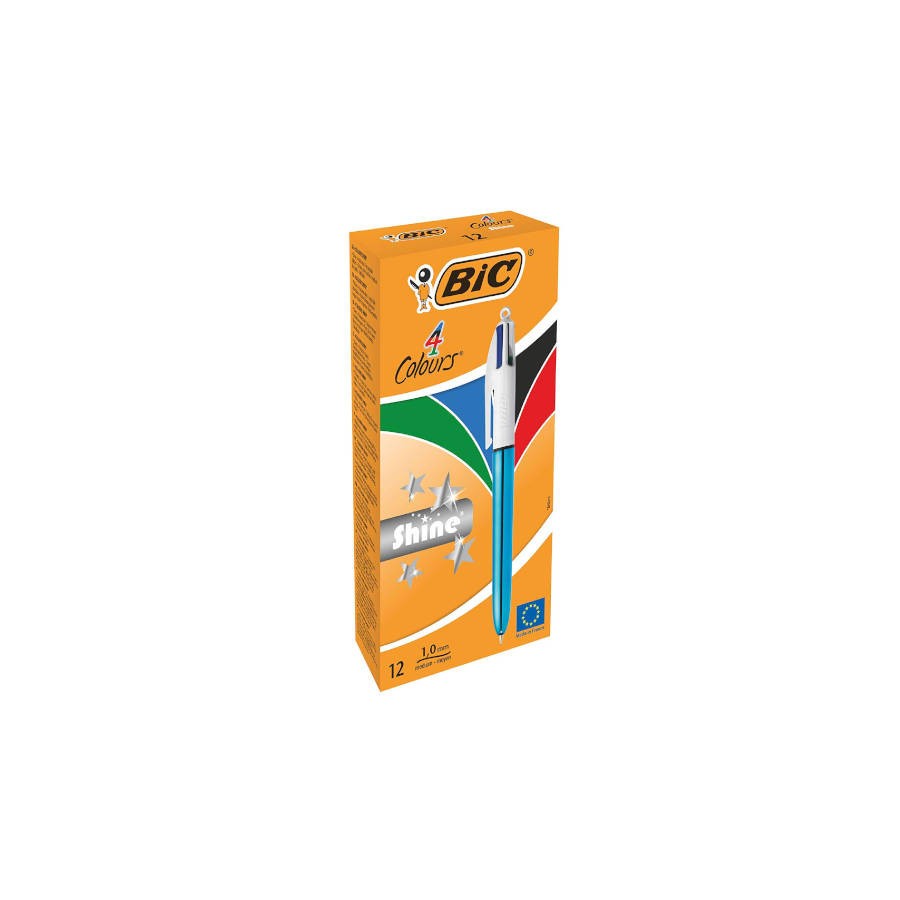 4084-BOLIGRAFO DE 4 COLORES SHINE 1MM CON CUERPO AZUL METALICO BIC 982874