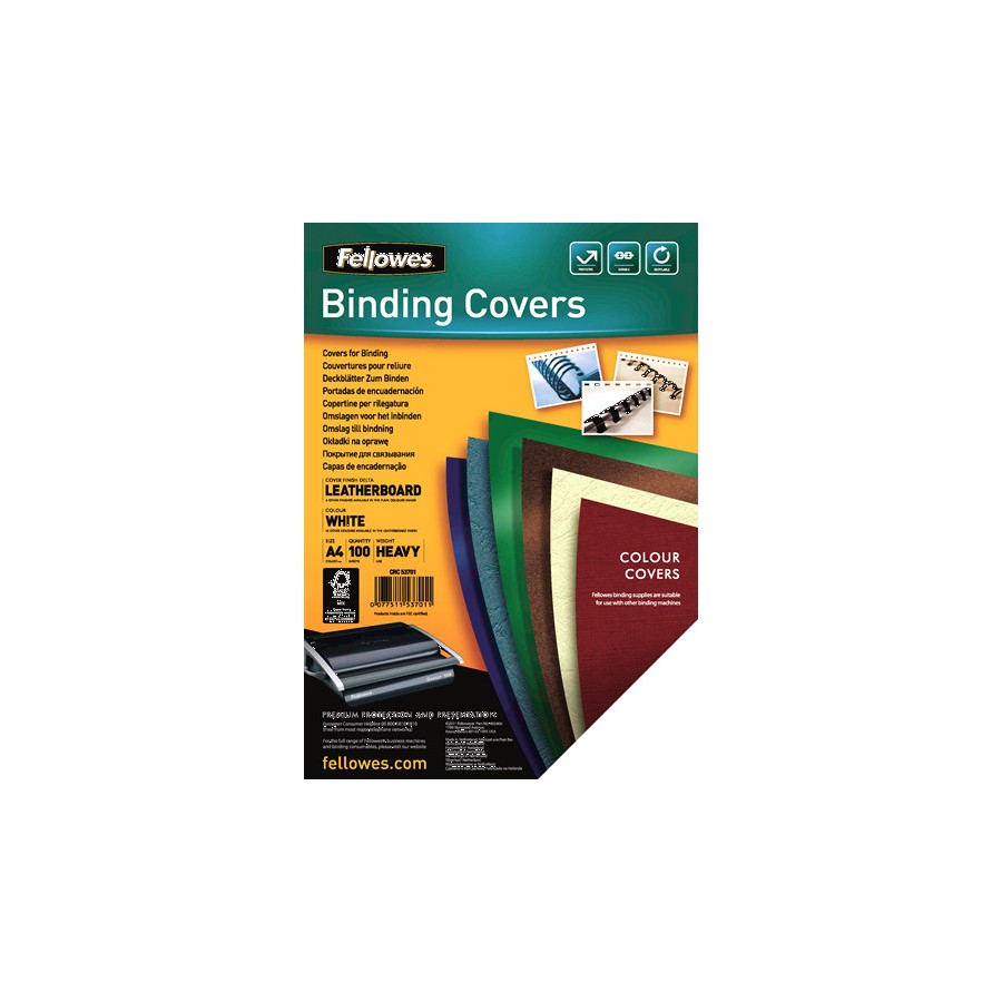 415-PACK 100 PORTADAS SIMIL PIEL A4 250 GR. BLANCO FELLOWES 5370104 415-PACK 100 PORTADAS SIMIL PIEL A4 250 GR. BLANCO FELLOWES 5370104