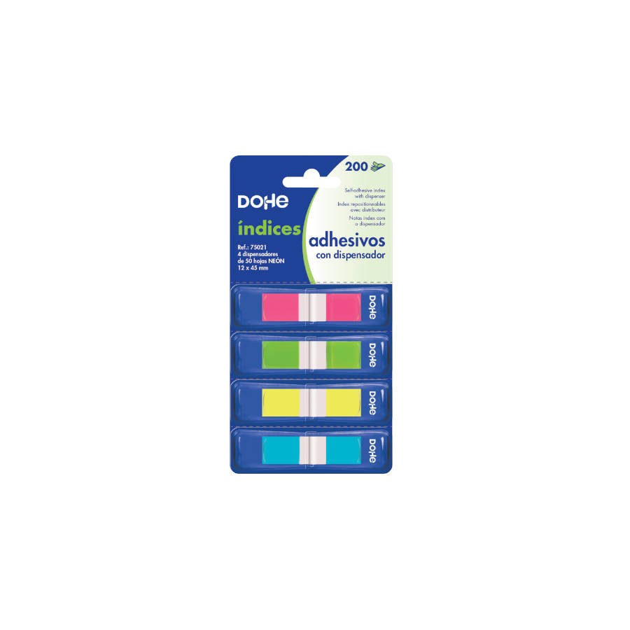 4285-BLISTER 4 BLOCS DE 50 INDICES EN 4 COLORES SURTIDOS NEON 12X45 DOHE 75021 4285-BLISTER 4 BLOCS DE 50 INDICES EN 4 COLORES SURTIDOS NEON 12X45 DOHE 75021