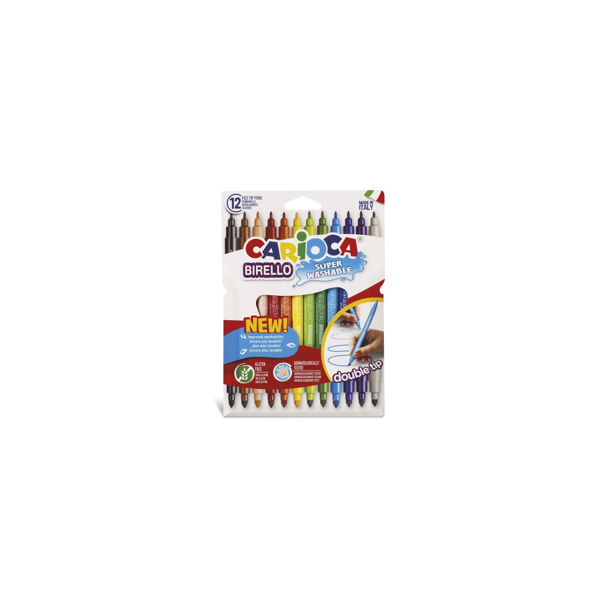 CAJA 12 ROTULADORES COLORES DOBLE PUNTA BIRELLO CARIOCA 42753CARIOCA