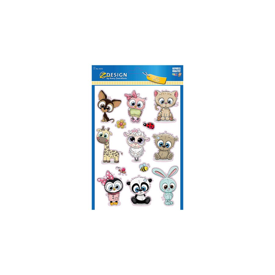 4839-SOBRE CON 1 HOJA 150X120MM Y 13 PEGATINAS ANIMALES AVERY 53252 4839-SOBRE CON 1 HOJA 150X120MM Y 13 PEGATINAS ANIMALES AVERY 53252