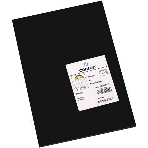 4898-PAQUETE 50 HOJAS CARTULINA IRIS A4 185G NEGRO GUARRO CANSON C200040179