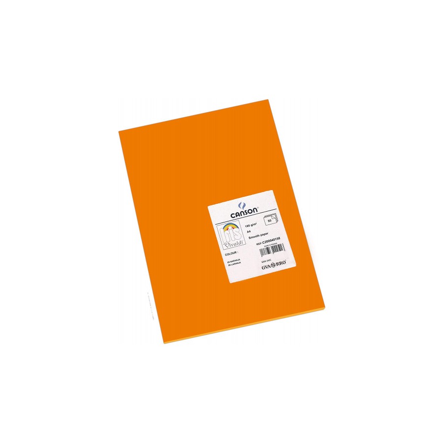 4901-PAQUETE 50 HOJAS CARTULINA IRIS A4 185G NARANJA GUARRO CANSON C200040158