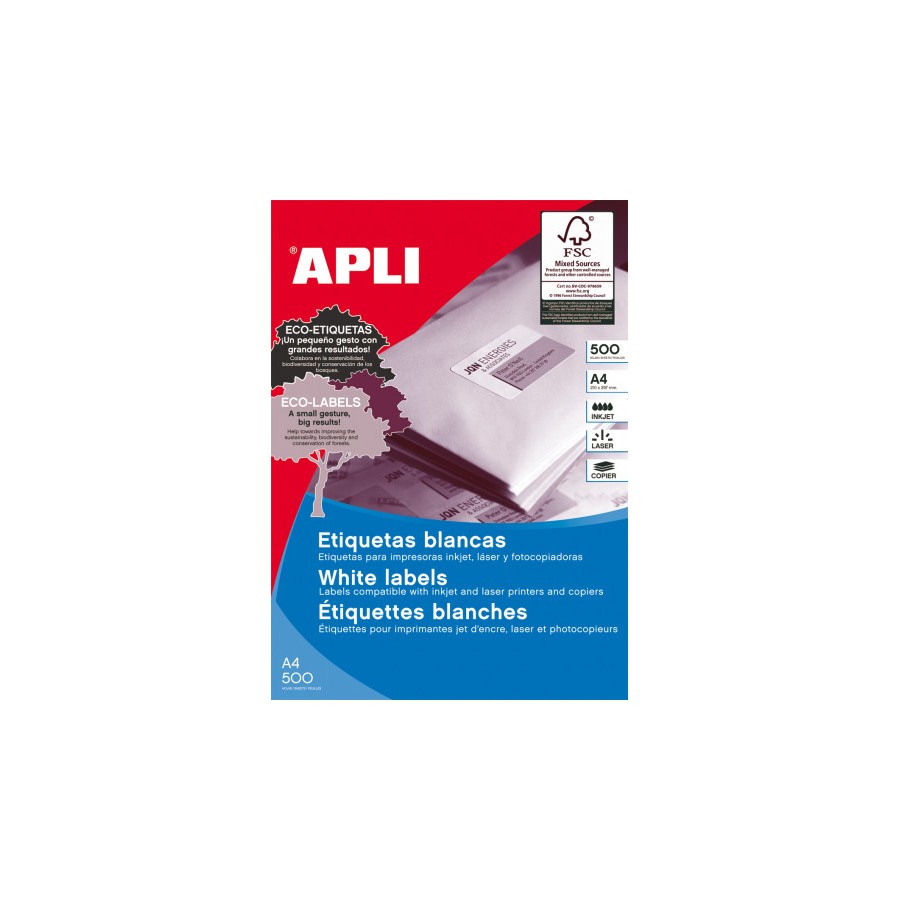 5326-CAJA 500 HOJAS ETIQUETA BLANCA ILC 105X42.4 01795 APLI 5326-CAJA 500 HOJAS ETIQUETA BLANCA ILC 105X42.4 01795 APLI