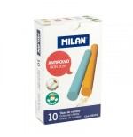 5345-CAJA 10 TIZAS DE CARBONATO DE CALCIO DE COLORES REDONDAS -ANTIPOLVO MILAN 245210