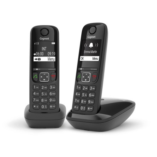 5410-Gigaset AS690 Duo Telefono DECT/analogico Identificador de llamadas Negro