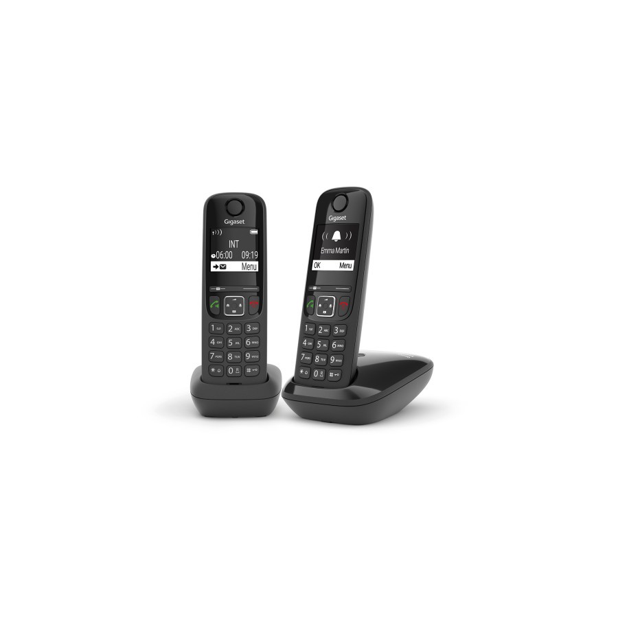 5410-Gigaset AS690 Duo Telefono DECT/analogico Identificador de llamadas Negro