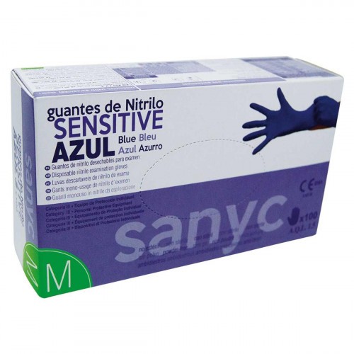 5457-PAQUETE DE 100 GUANTES NITRILO SENSITIVE S/P  T-M P-100 EXAMEN SANICEN GU104