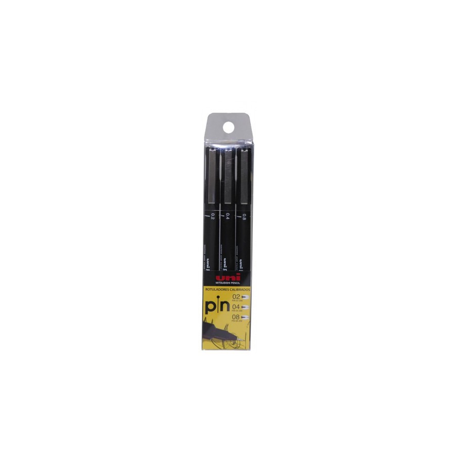 548-ESTUCHE 3 ROTULADORES CALIBRADOS 2/4/8MM. UNIPIN UNI-BALL 182634338