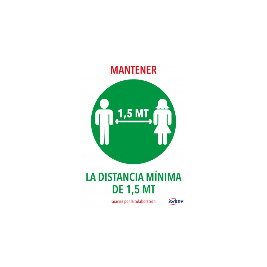5623-SENALES ADHESIVOS PREIMPRESO "MANTENER DISNTACIA MINIMA DE 1,5 MT" SOBRE DE 2 HOJAS EN A4 AVERY AV_KITCOVID4_ES 5623-SENALES ADHESIVOS PREIMPRESO "MANTENER DISNTACIA MINIMA DE 1,5 MT" SOBRE DE 2 HOJAS EN A4 AVERY AV_KITCOVID4_ES