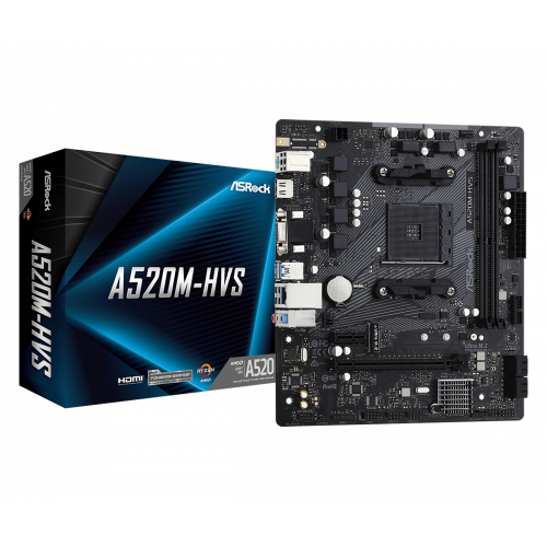 6611-PLACA ASROCK A520M-HVS,AMD,AM4,A520,2DDR4,64,VGA+HDMI,4SATA3,1M.2,4USB2.0,2USB3.2,USB-C,1GB,MATX