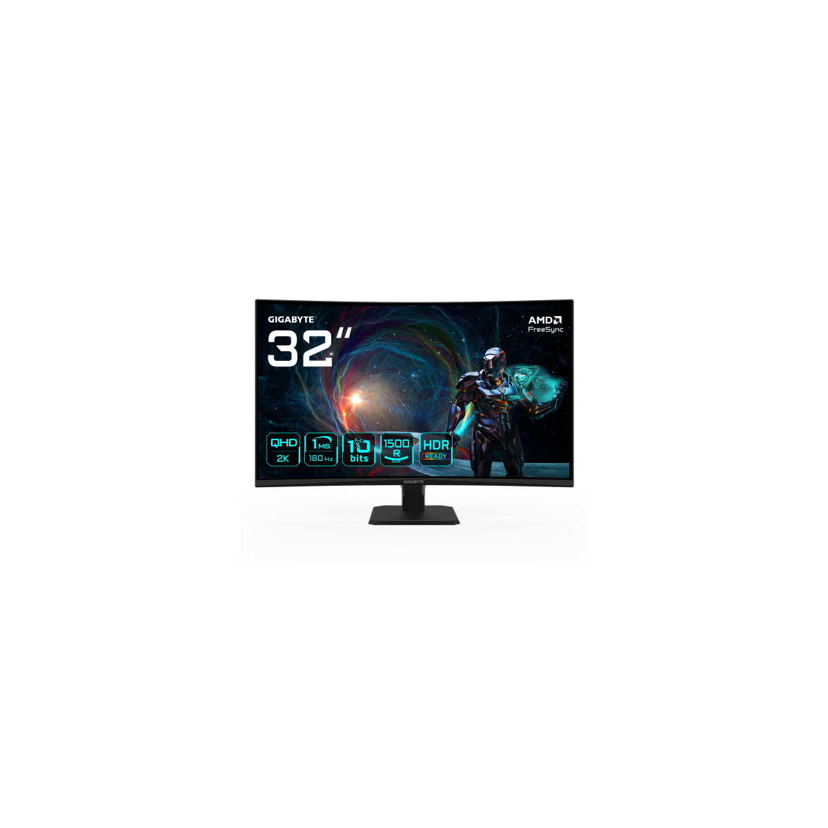 GIGABYTE GS32QCA 315 Monitor Curvo para Gaming QHD 2560 x 1440 180Hz 1ms 250 cd m FreeSync HDR Ready HDMI 20 DisplayPort 14
