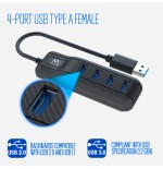 6723-Ewent EW1138 hub de interfaz USB 3.2 Gen 1 (3.1 Gen 1) Type-A 5000 Mbit/s Negro