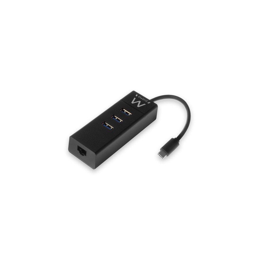 6724-Ewent EW1141 hub de interfaz USB 3.2 Gen 1 (3.1 Gen 1) Type-C 5000 Mbit/s Negro