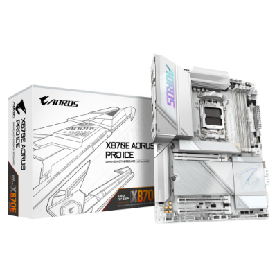 GIGABYTE Placa base X870E AORUS PRO ICE Compatible con CPUs AMD Ryzen 9000 VRM digital de 1622 fases hasta 8000MHz DDR5 OC 4xM2