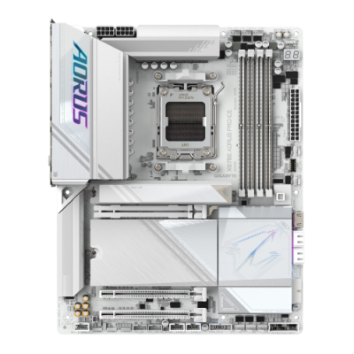 GIGABYTE Placa base X870E AORUS PRO ICE Compatible con CPUs AMD Ryzen 9000 VRM digital de 1622 fases hasta 8000MHz DDR5 OC 4xM2